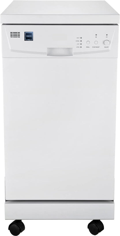 Portable Dishwasher, 18in Wide, 8 Place Settings Capacity, White